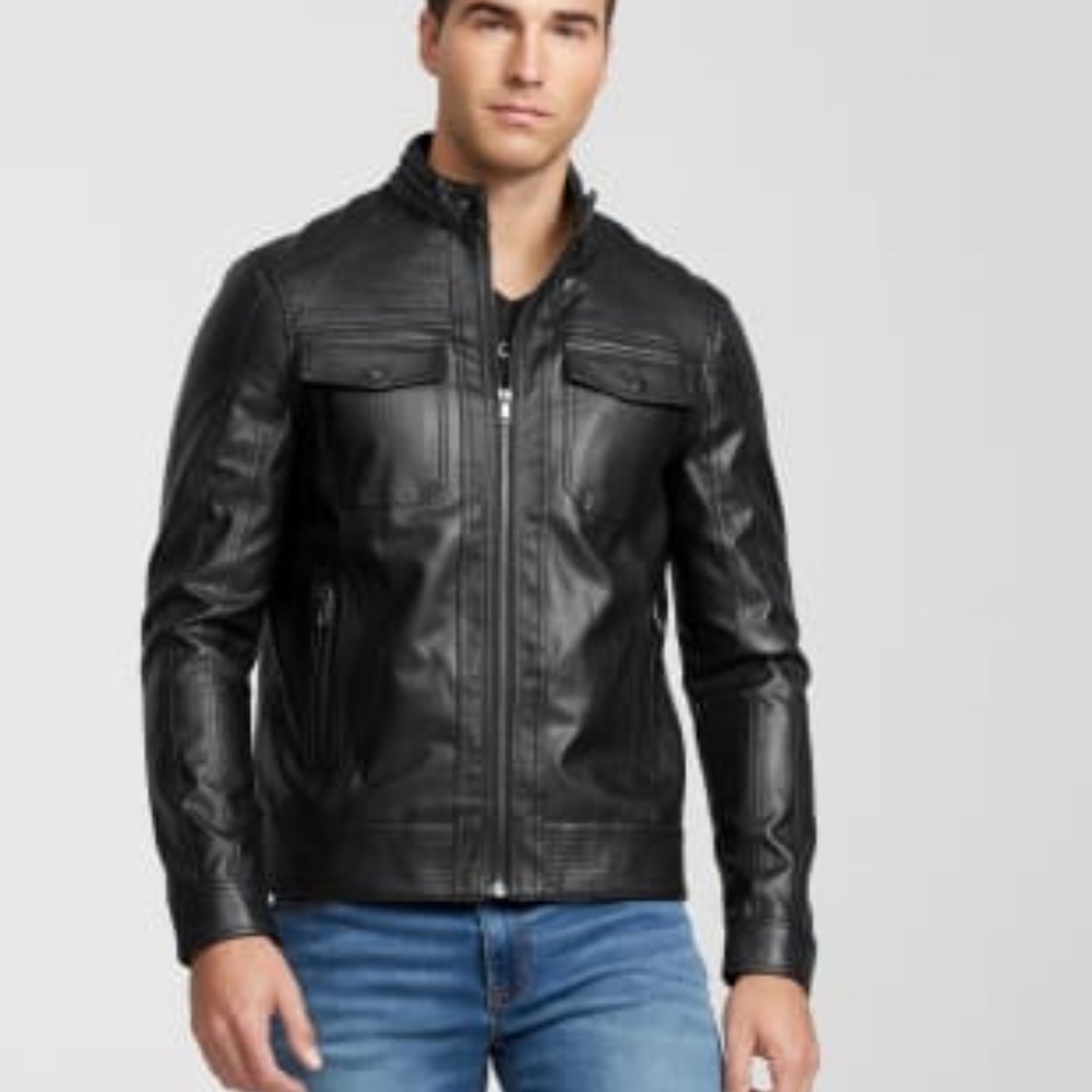 New G by GUESS Big Sur Faux-Leather Moto Jacket S